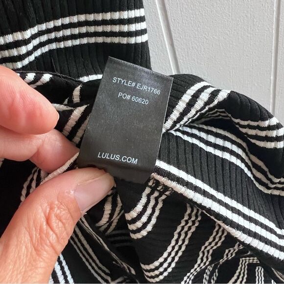 Lulu's A Friend Like You Black Striped Ribbed Romper - Picture 5 of 11